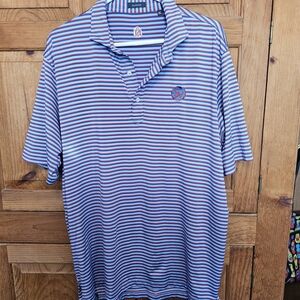 Mens XL Turtleson Blue And Red Stripe Polo With SV Logo